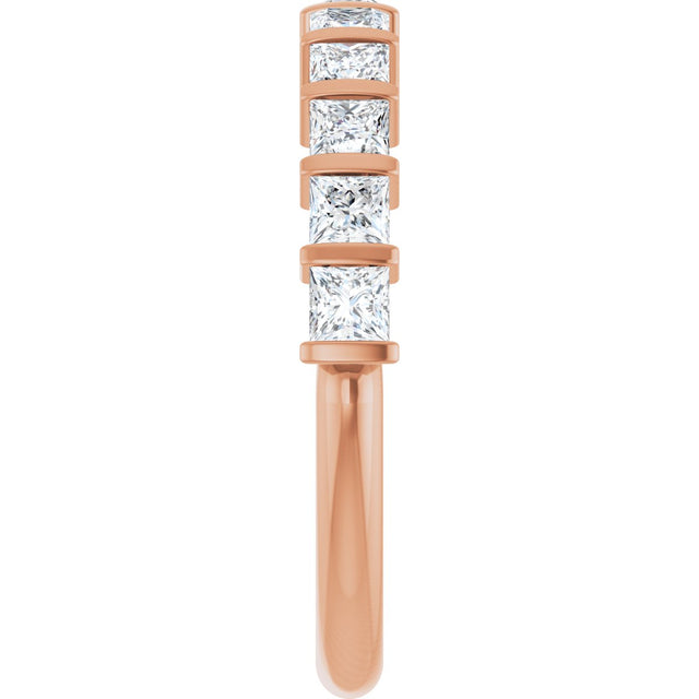 14K Gold Square Lab-Grown Diamond Bar Channel-Set Anniversary Band – 1/3–1 1/3 CTW - Rose Gold - view 4