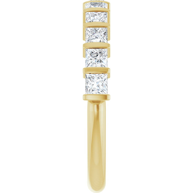 10K Gold Square Lab-Grown Diamond Bar Channel-Set Anniversary Band – 1/3–1 1/5 CTW - Yellow Gold - view 4