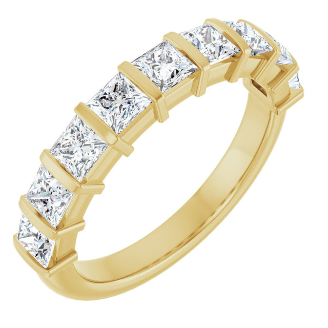 14K Gold Square Natural Diamond Bar Channel-Set Anniversary Band – 1 3/8–2 3/4 CTW - Yellow Gold