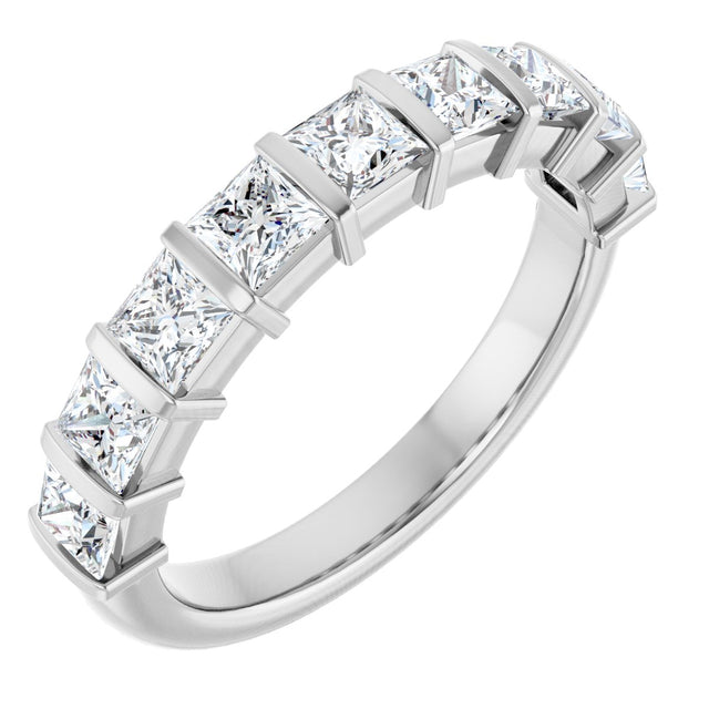 14K Gold Square Natural Diamond Bar Channel-Set Anniversary Band – 1 3/8–2 3/4 CTW - White Gold