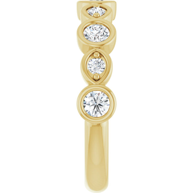 14K Gold Round Natural Diamond Anniversary Band – 1/8–5/8 CTW - Yellow Gold - view 4