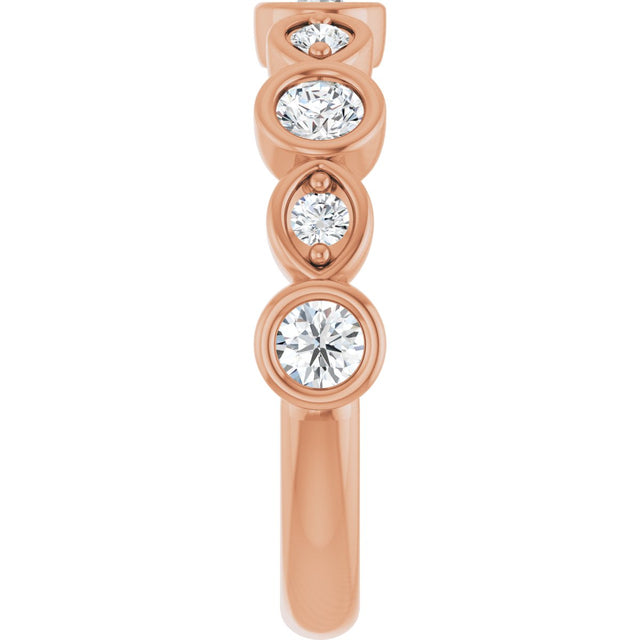 14K Gold Round Natural Diamond Anniversary Band – 1/8–5/8 CTW - Rose Gold - view 4