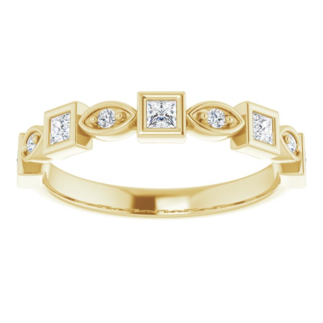 14K Gold Square Natural Diamond Anniversary Band – 1/5–9/10 CTW - Yellow Gold - view 3