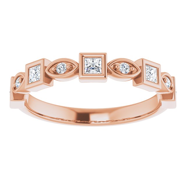 14K Gold Square Natural Diamond Anniversary Band – 1/5–9/10 CTW - Rose Gold - view 3