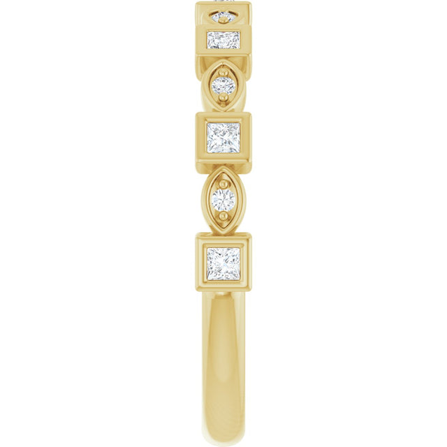 14K Gold Square Natural Diamond Anniversary Band – 1/5–9/10 CTW - Yellow Gold - view 4