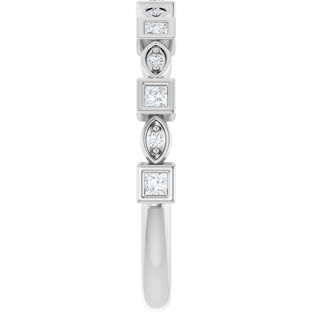 14K Gold Square Natural Diamond Anniversary Band – 1/5–9/10 CTW - White Gold - view 4