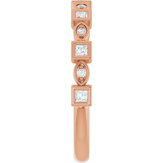 14K Gold Square Natural Diamond Anniversary Band – 1/5–9/10 CTW - Rose Gold - view 4