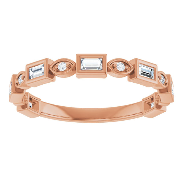 14K Gold Straight Baguette Natural Diamond Anniversary Band – 1/5–5/8 CTW - Rose Gold - view 3
