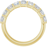 14K Gold Asscher Natural Diamond Bar Channel-Set Anniversary Band – 5/8–1 3/8 CTW - Yellow Gold - view 2