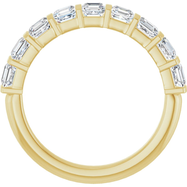 14K Gold Asscher Lab-Grown Diamond Bar Channel-Set Anniversary Band – 5/8–1 1/3 CTW - Yellow Gold - view 2