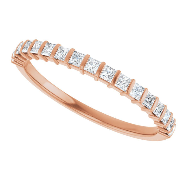 10K Gold Square Lab-Grown Diamond Bar Channel-Set Anniversary Band – 1/3–1 1/5 CTW - Rose Gold - view 5