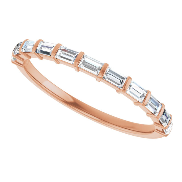 14K Gold Straight Baguette Natural Diamond Bar Channel-Set Anniversary Band – 2.5x1.5 mm Stones - Rose Gold - view 5