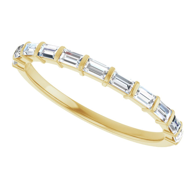 10K Gold Straight Baguette Natural Diamond Bar Channel-Set Anniversary Band – 1/5–5/8 CTW - Yellow Gold - view 5