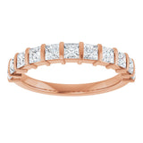 10K Gold Square Natural Diamond Bar Channel-Set Anniversary Band – 3/8–1 CTW - Rose Gold - view 3
