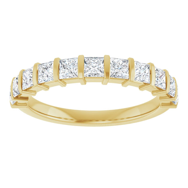 10K Gold Square Natural Diamond Bar Channel-Set Anniversary Band – 3/8–1 CTW - Yellow Gold - view 3