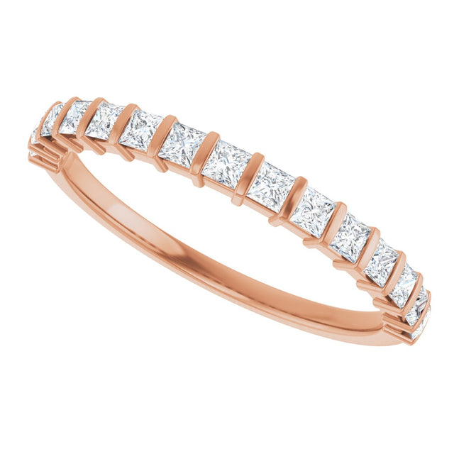 10K Gold Square Lab-Grown Diamond Bar Channel-Set Anniversary Band – 1/3–1 1/5 CTW - Rose Gold - view 5