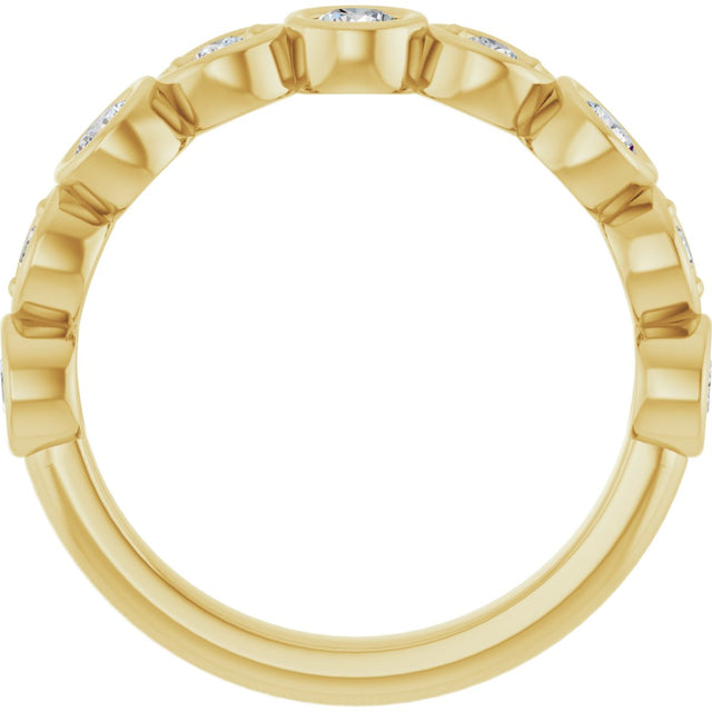 14K Gold Round Natural Diamond Anniversary Band – 1/8–5/8 CTW - Yellow Gold - view 2