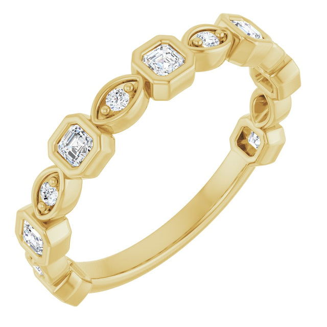14K Gold Asscher Natural Diamond Anniversary Band – 3/8–9/10 CTW - Yellow Gold