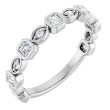 14K Gold Asscher Natural Diamond Anniversary Band – 3/8–9/10 CTW - White Gold