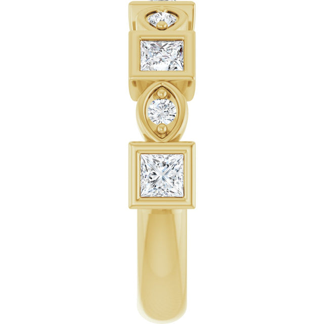 14K Gold Square Natural Diamond Anniversary Band – 1/5–9/10 CTW - Yellow Gold - view 4