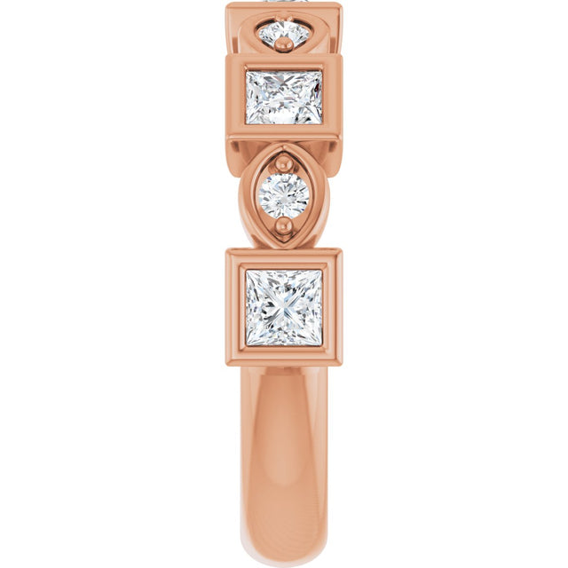 14K Gold Square Natural Diamond Anniversary Band – 1/5–9/10 CTW - Rose Gold - view 4