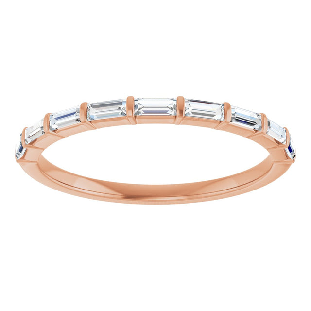 10K Gold Straight Baguette Natural Diamond Bar Channel-Set Anniversary Band – 1/5–5/8 CTW - Rose Gold - view 3
