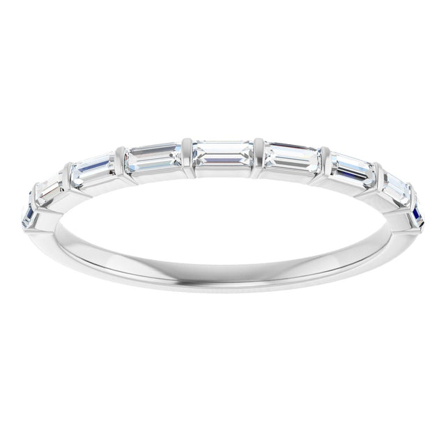 10K Gold Straight Baguette Natural Diamond Bar Channel-Set Anniversary Band – 1/5–5/8 CTW - White Gold - view 3