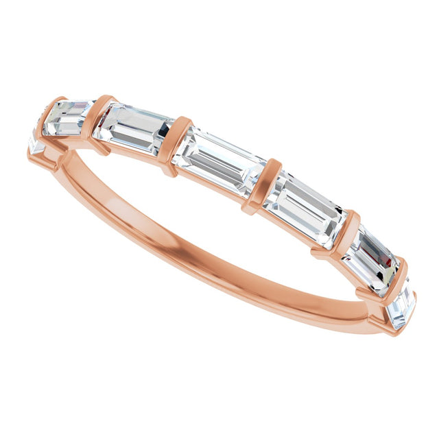 10K Gold Straight Baguette Lab-Grown Diamond Bar Channel-Set Anniversary Band – 3/4–9/10 CTW - Rose Gold - view 5