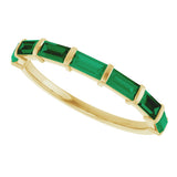 14K Gold Straight Baguette Lab-Grown Green Emerald Bar Channel-Set Anniversary Band - Yellow Gold - view 5