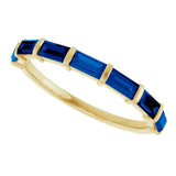 14K Gold Straight Baguette Natural Blue Sapphire Bar Channel-Set Anniversary Band - Yellow Gold - view 5