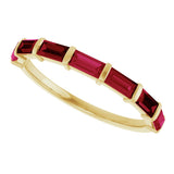 14K Gold Straight Baguette Lab-Grown Red Ruby Bar Channel-Set Anniversary Band - Yellow Gold - view 5
