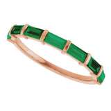 14K Gold Straight Baguette Lab-Grown Green Emerald Bar Channel-Set Anniversary Band - Rose Gold - view 5