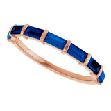 14K Gold Straight Baguette Natural Blue Sapphire Bar Channel-Set Anniversary Band - Rose Gold - view 5