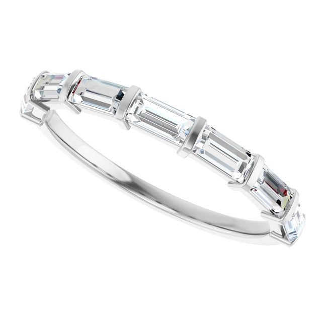 10K Gold Straight Baguette Natural Diamond Bar Channel-Set Anniversary Band – 3/4–1 CTW - White Gold - view 5