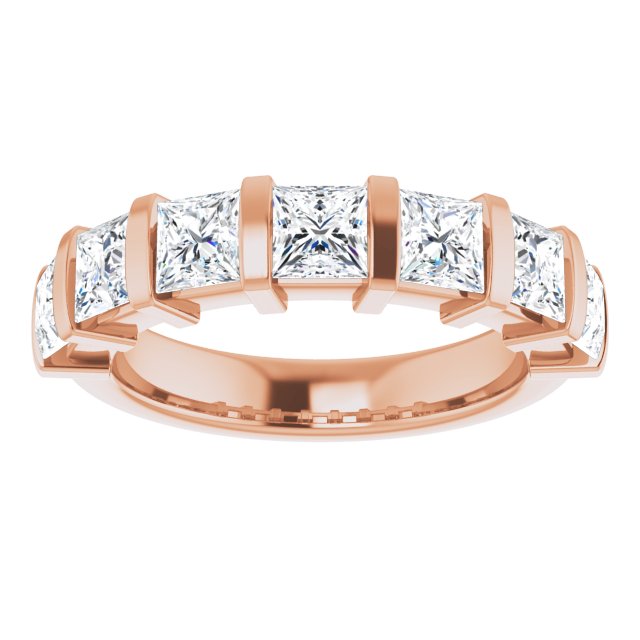 10K Gold Square Natural Diamond Bar Channel-Set Anniversary Band – 1 3/8–2 3/4 CTW - Rose Gold - view 3