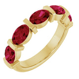 14K Gold Oval Lab-Grown Red Ruby Bar Channel-Set Anniversary Band - Yellow Gold