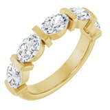 14K Gold Oval Natural Diamond Bar Channel-Set Anniversary Band – 1 1/4–1 7/8 CTW - Yellow Gold