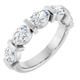14K Gold Oval Lab-Grown Diamond Bar Channel-Set Anniversary Band – 9/10–2 CTW - White Gold