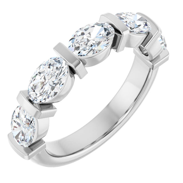Platinum Oval Natural Diamond Bar Channel-Set Anniversary Band – 1 1/4–1 7/8 CTW
