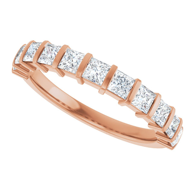10K Gold Square Natural Diamond Bar Channel-Set Anniversary Band – 3/8–1 CTW - Rose Gold - view 5