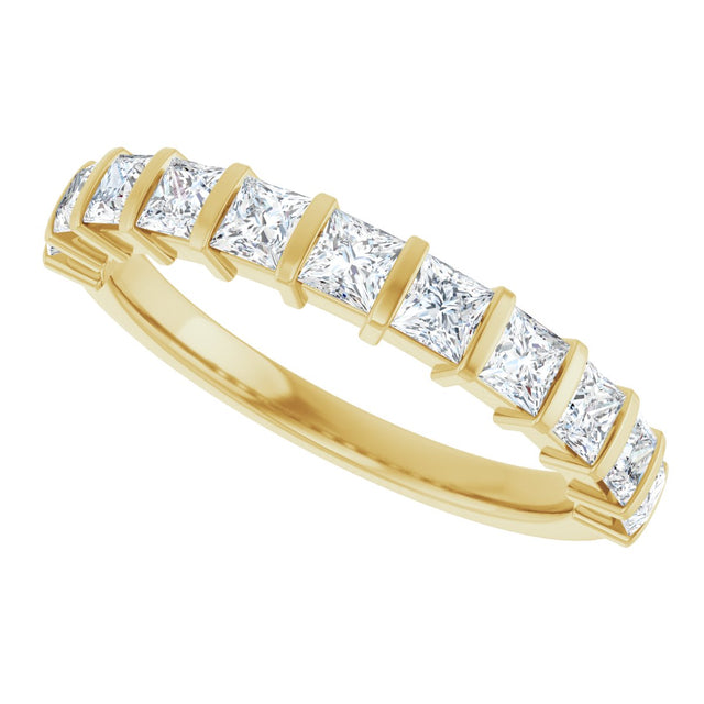 10K Gold Square Lab-Grown Diamond Bar Channel-Set Anniversary Band – 1/3–1 1/5 CTW - Yellow Gold - view 5