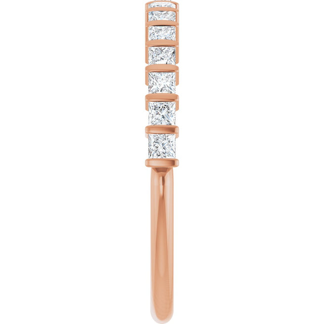 10K Gold Square Lab-Grown Diamond Bar Channel-Set Anniversary Band – 1/3–1 1/5 CTW - Rose Gold - view 4