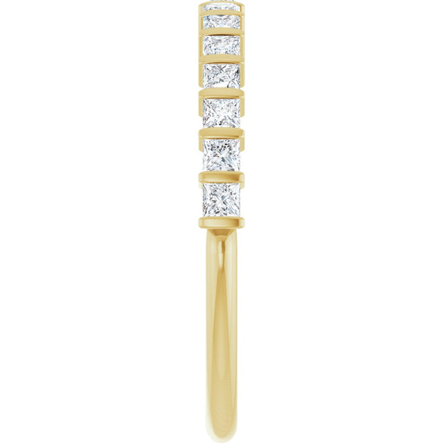 10K Gold Square Lab-Grown Diamond Bar Channel-Set Anniversary Band – 1/3–1 1/5 CTW - Yellow Gold - view 4