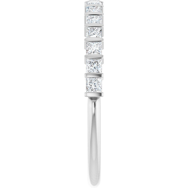 10K Gold Square Lab-Grown Diamond Bar Channel-Set Anniversary Band – 1/3–1 1/5 CTW - White Gold - view 4
