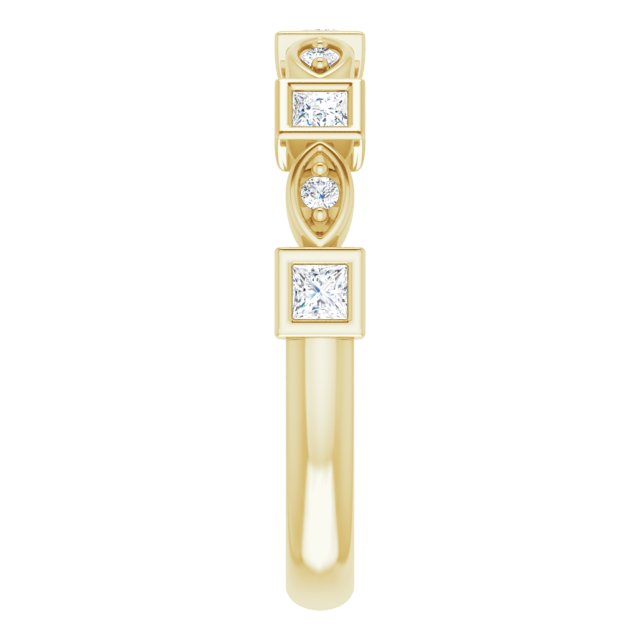 14K Gold Square Natural Diamond Anniversary Band – 1/5–9/10 CTW - Yellow Gold - view 4