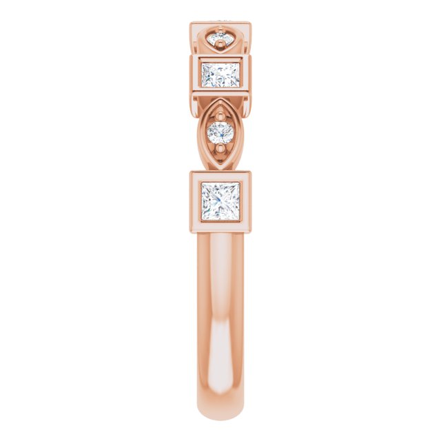 14K Gold Square Natural Diamond Anniversary Band – 1/5–9/10 CTW - Rose Gold - view 4