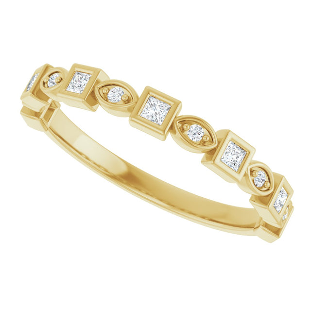 14K Gold Square Natural Diamond Anniversary Band – 1/5–9/10 CTW - Yellow Gold - view 5