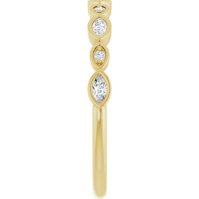 14K Gold Marquise Natural Diamond Anniversary Band – 1/6–3/8 CTW - Yellow Gold - view 4