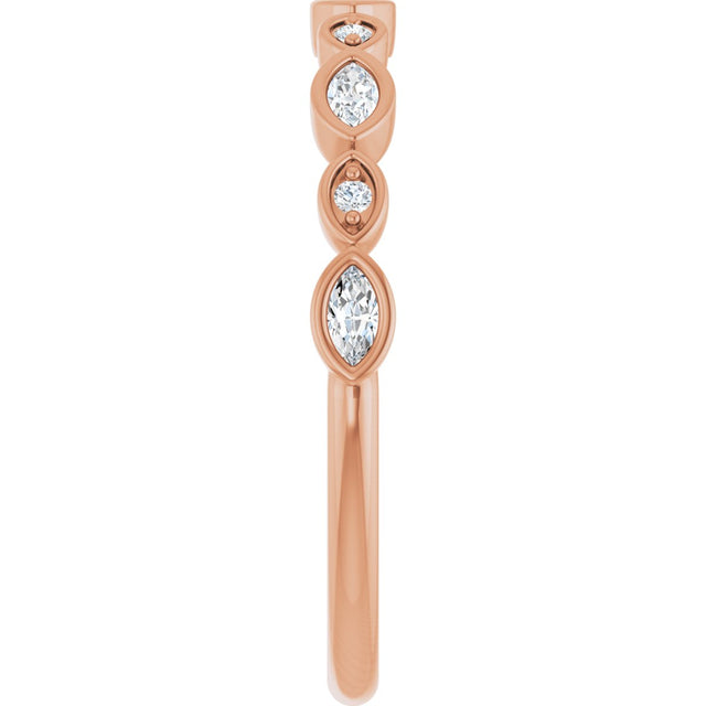 14K Gold Marquise Natural Diamond Anniversary Band – 1/6–3/8 CTW - Rose Gold - view 4