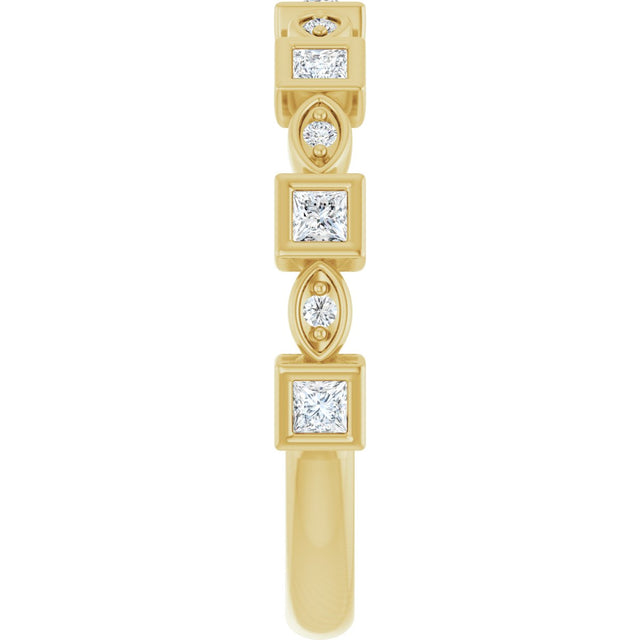 14K Gold Square Natural Diamond Anniversary Band – 1/5–9/10 CTW - Yellow Gold - view 4